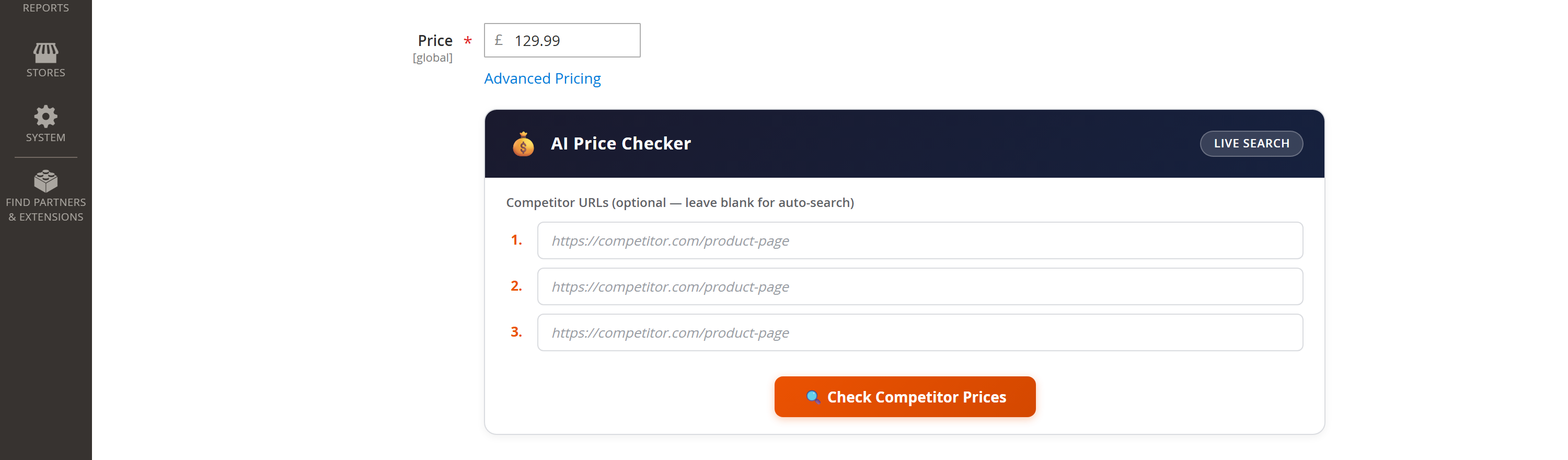 AI Price Checker panel on the product edit page