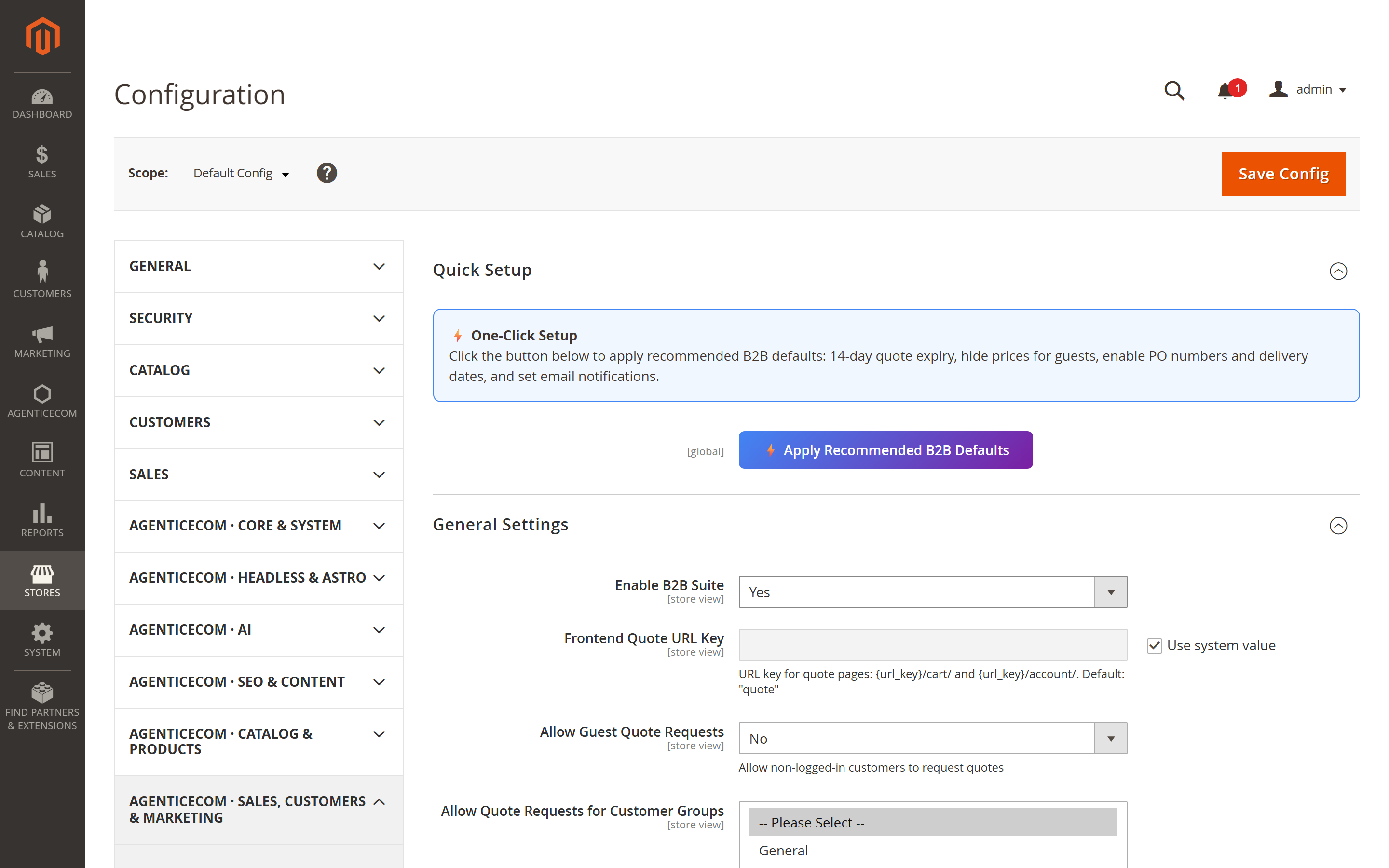 B2B Suite configuration