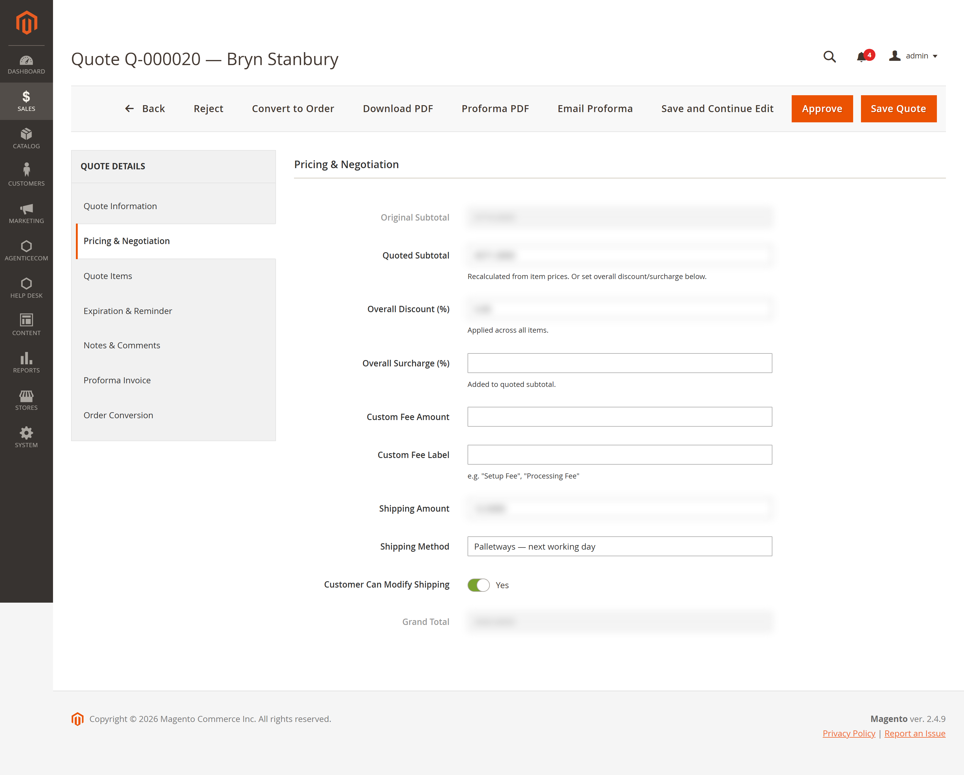 The Pricing and Negotiation tab