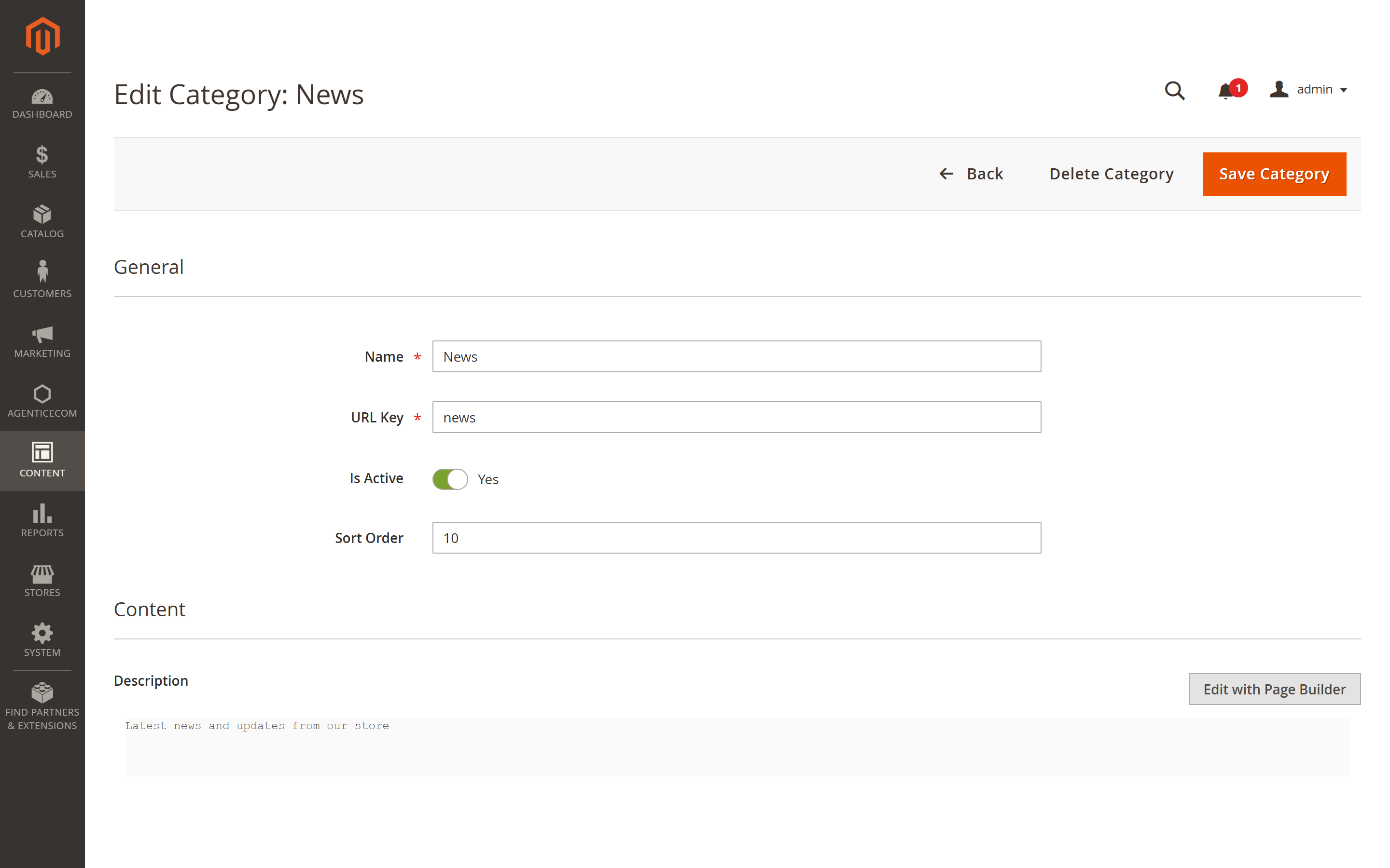 Editing a blog category