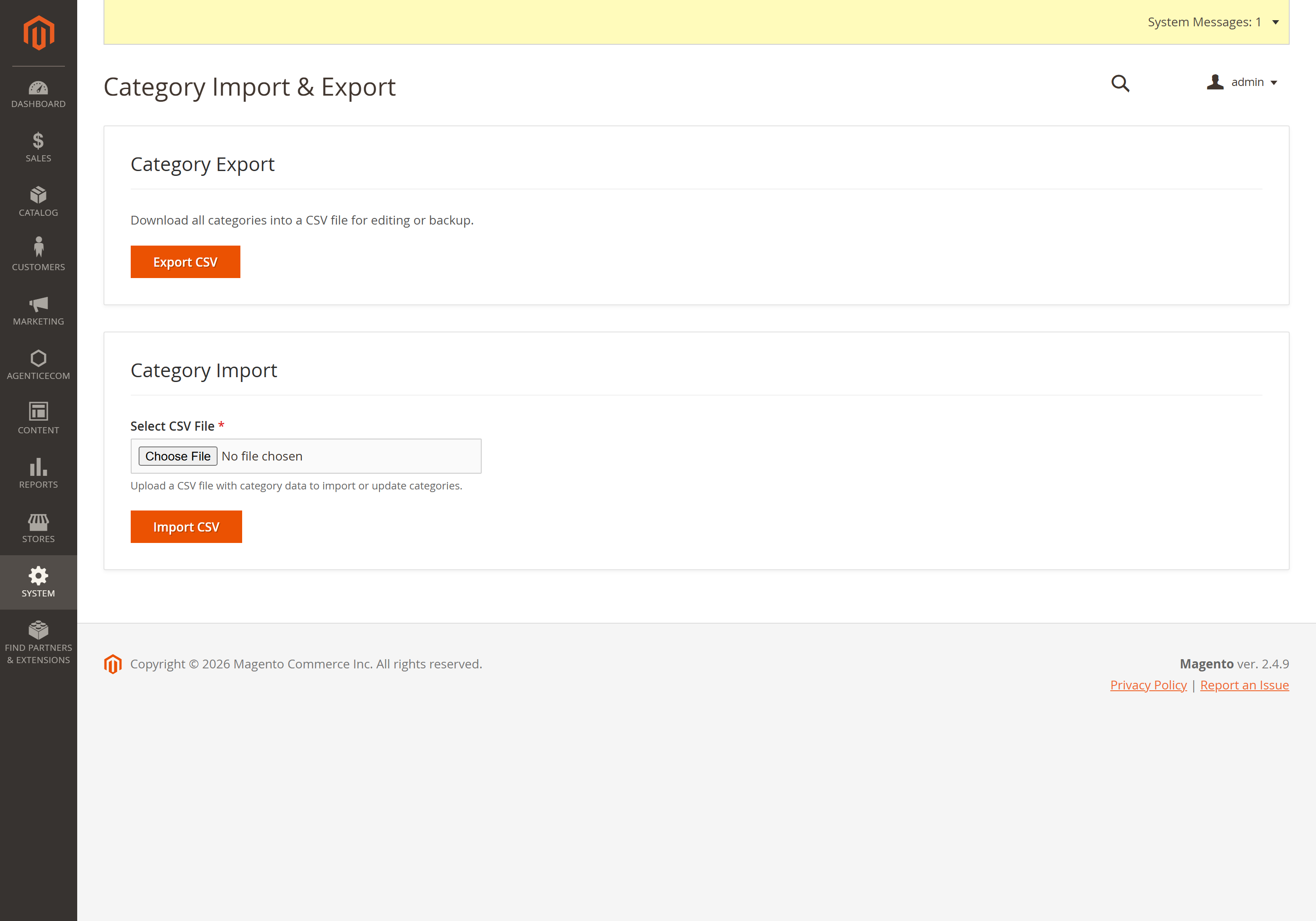 Category Import & Export