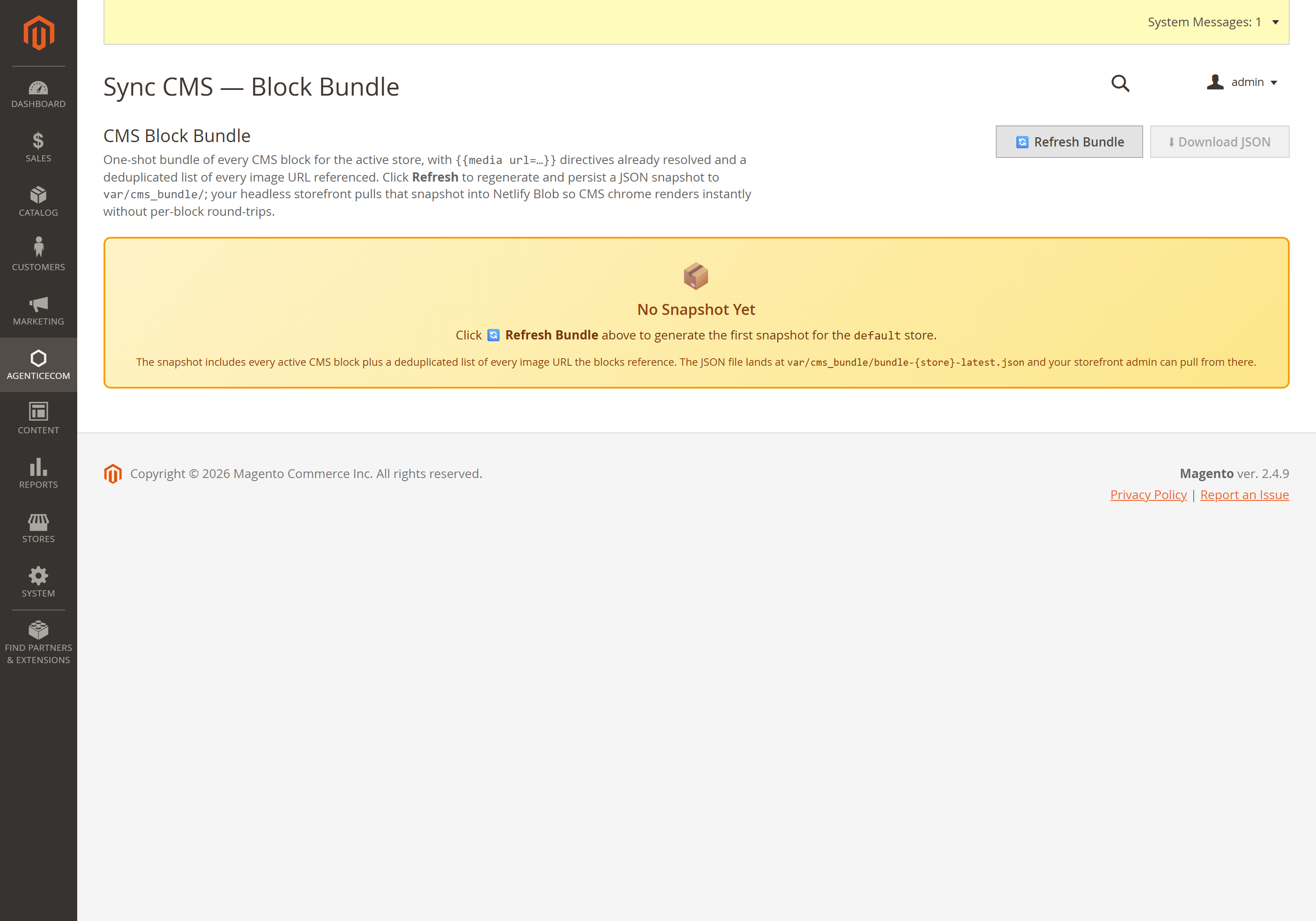 CMS Block Bundle in the admin