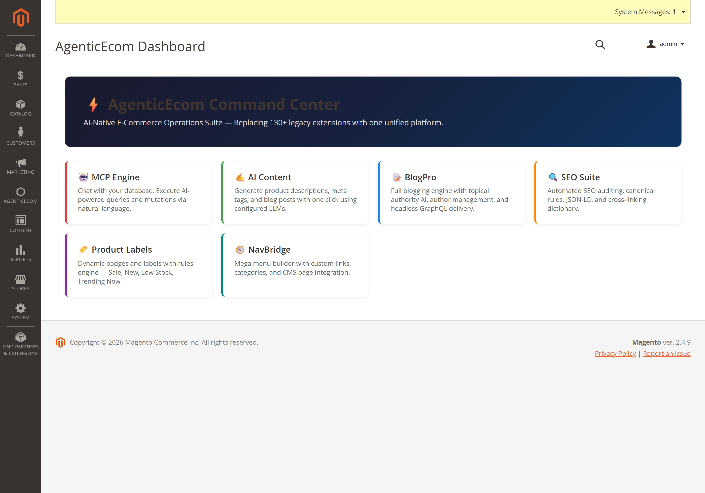 AgenticEcom command-centre dashboard