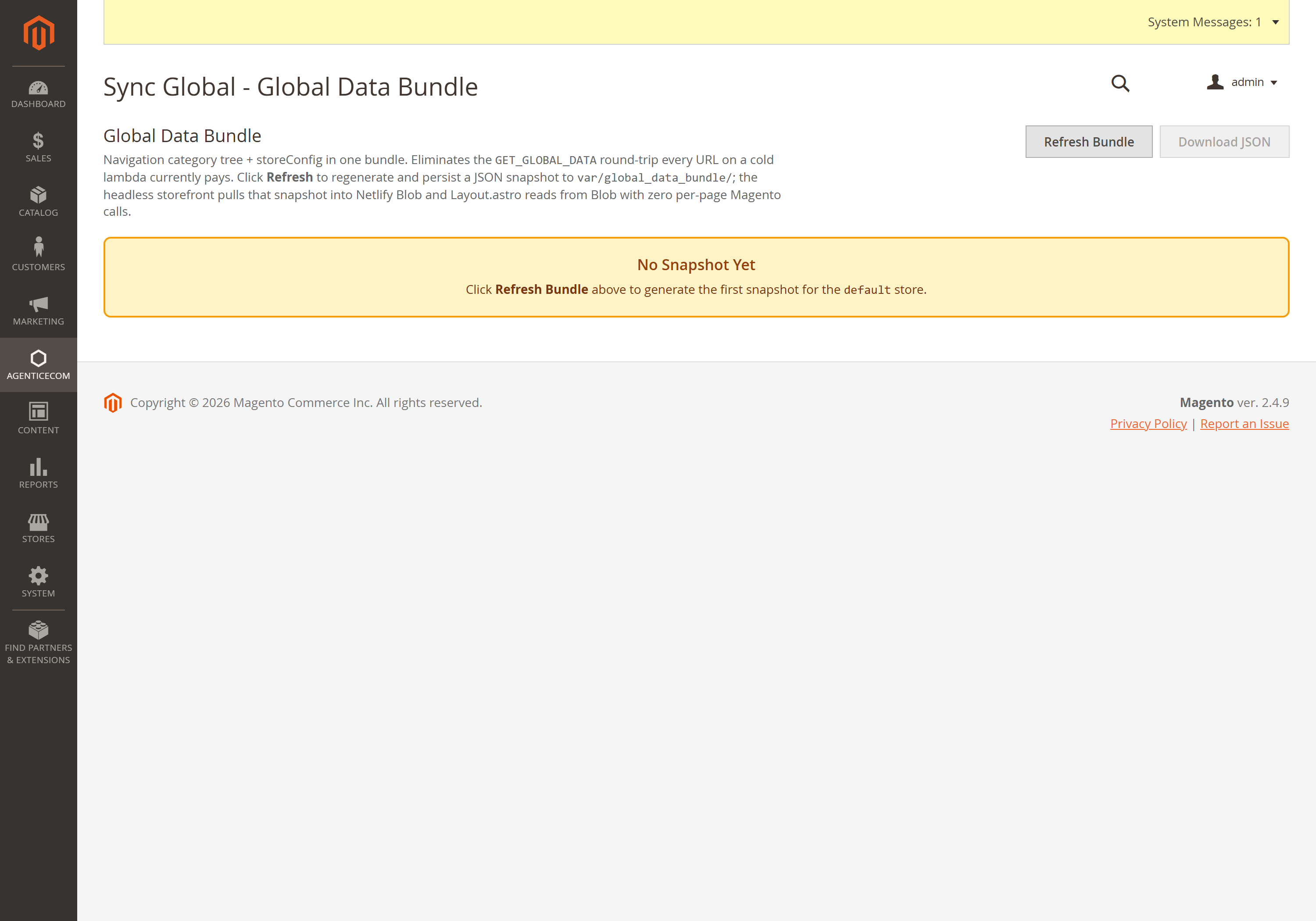Global Data Bundle in the admin