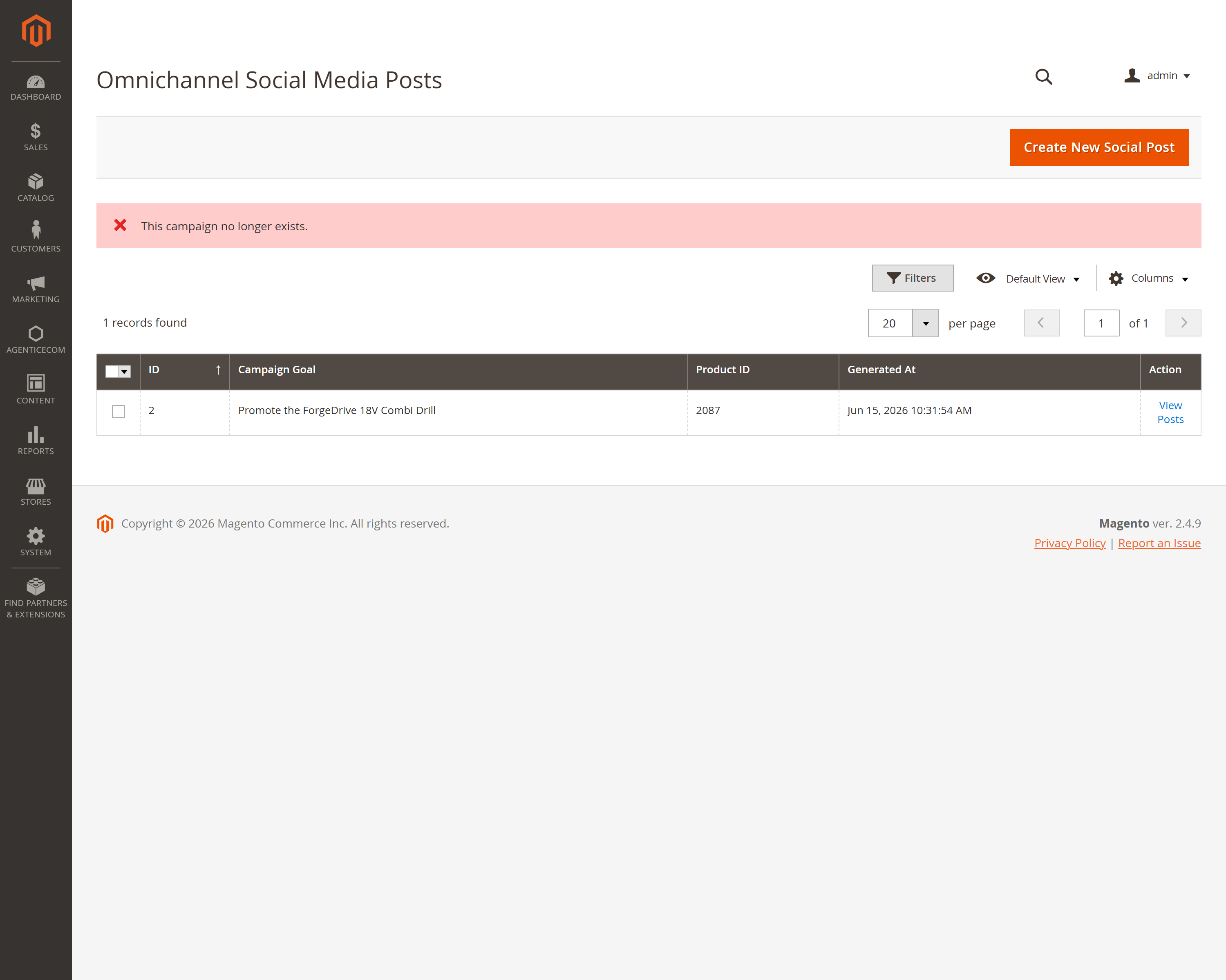 A saved campaign's generated posts, per platform
