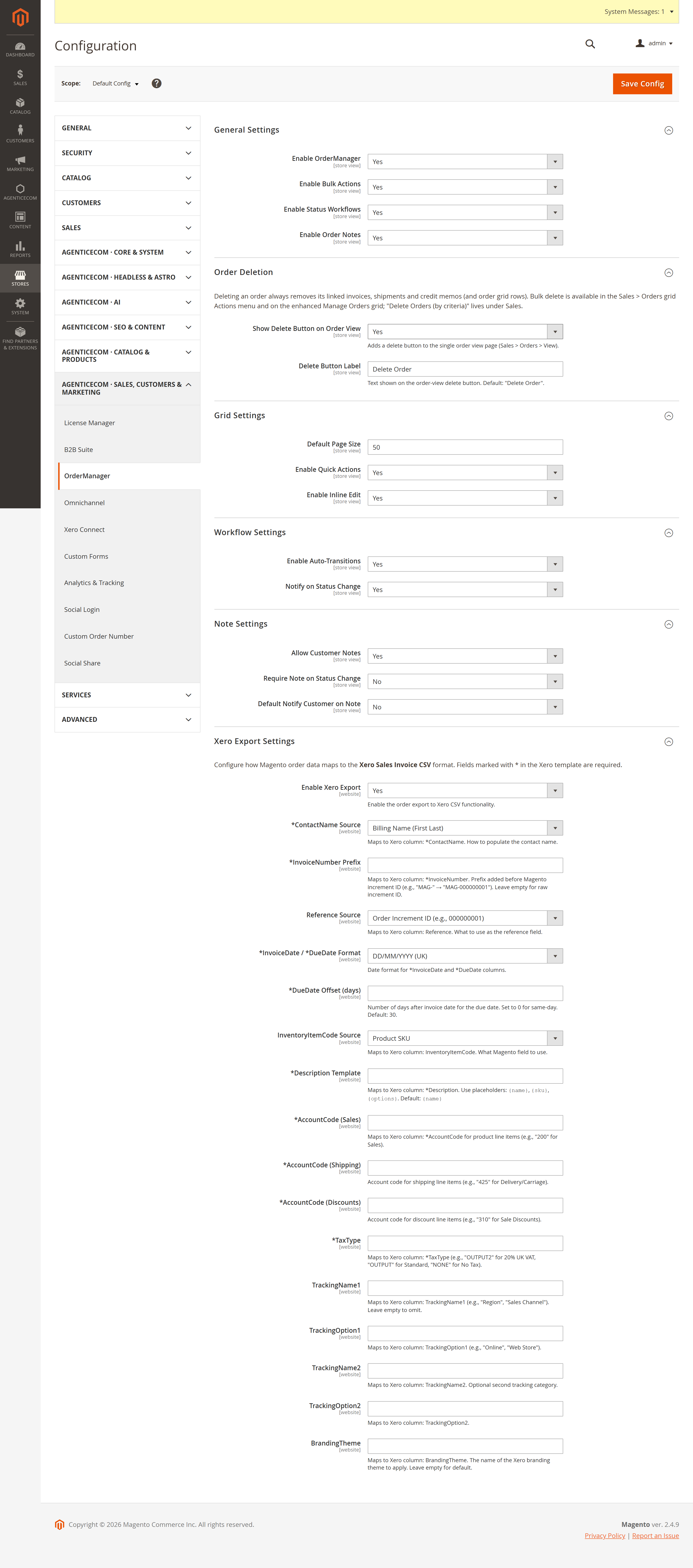 OrderManager configuration