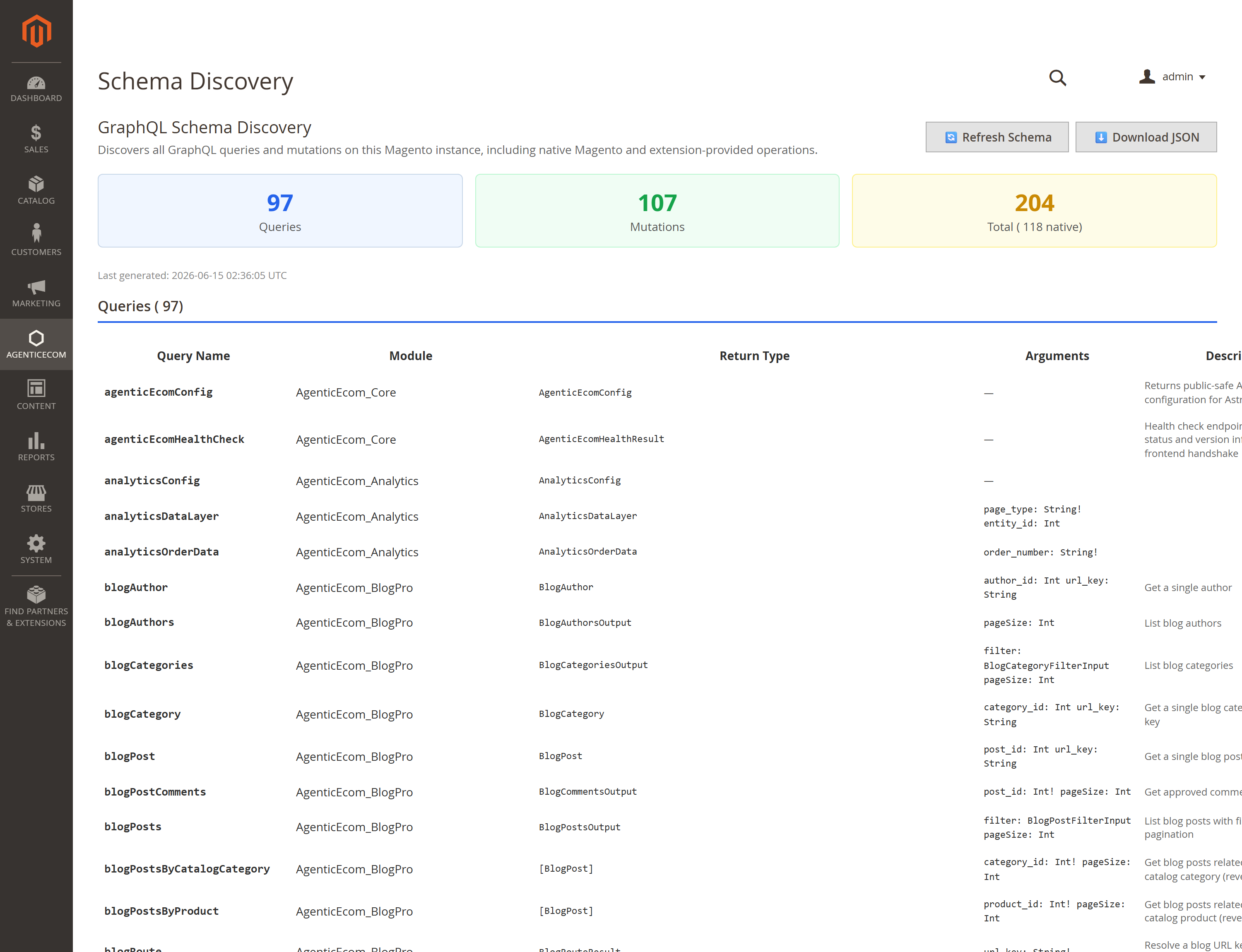 Schema Discovery — every query and mutation on the instance