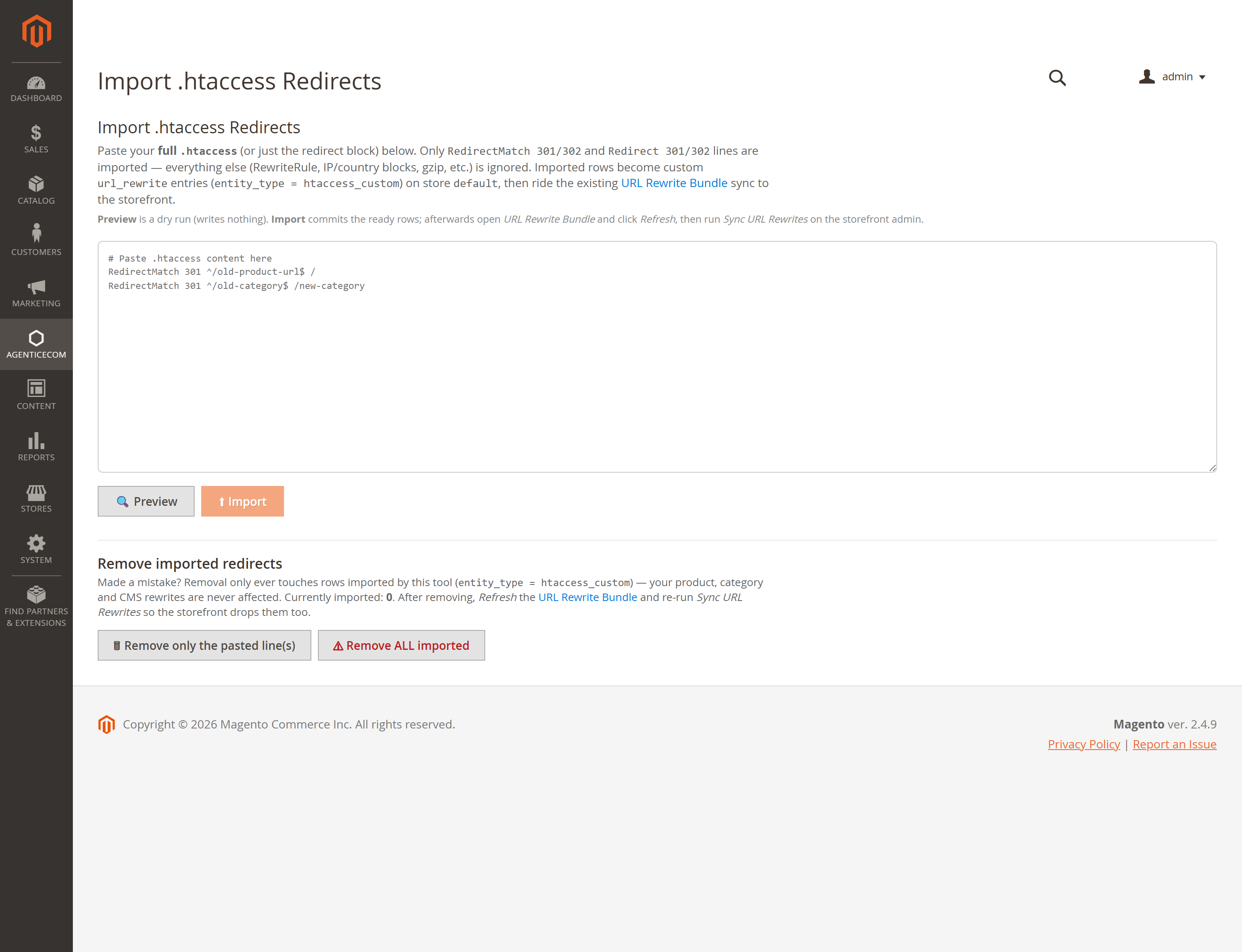 The .htaccess redirect importer — preview, import, and fully reversible